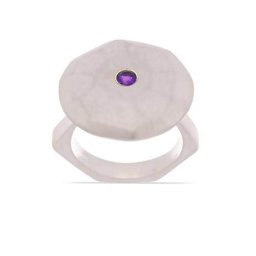 BUY AFRICAN AMETHYST GEMSTONE BRASS RING